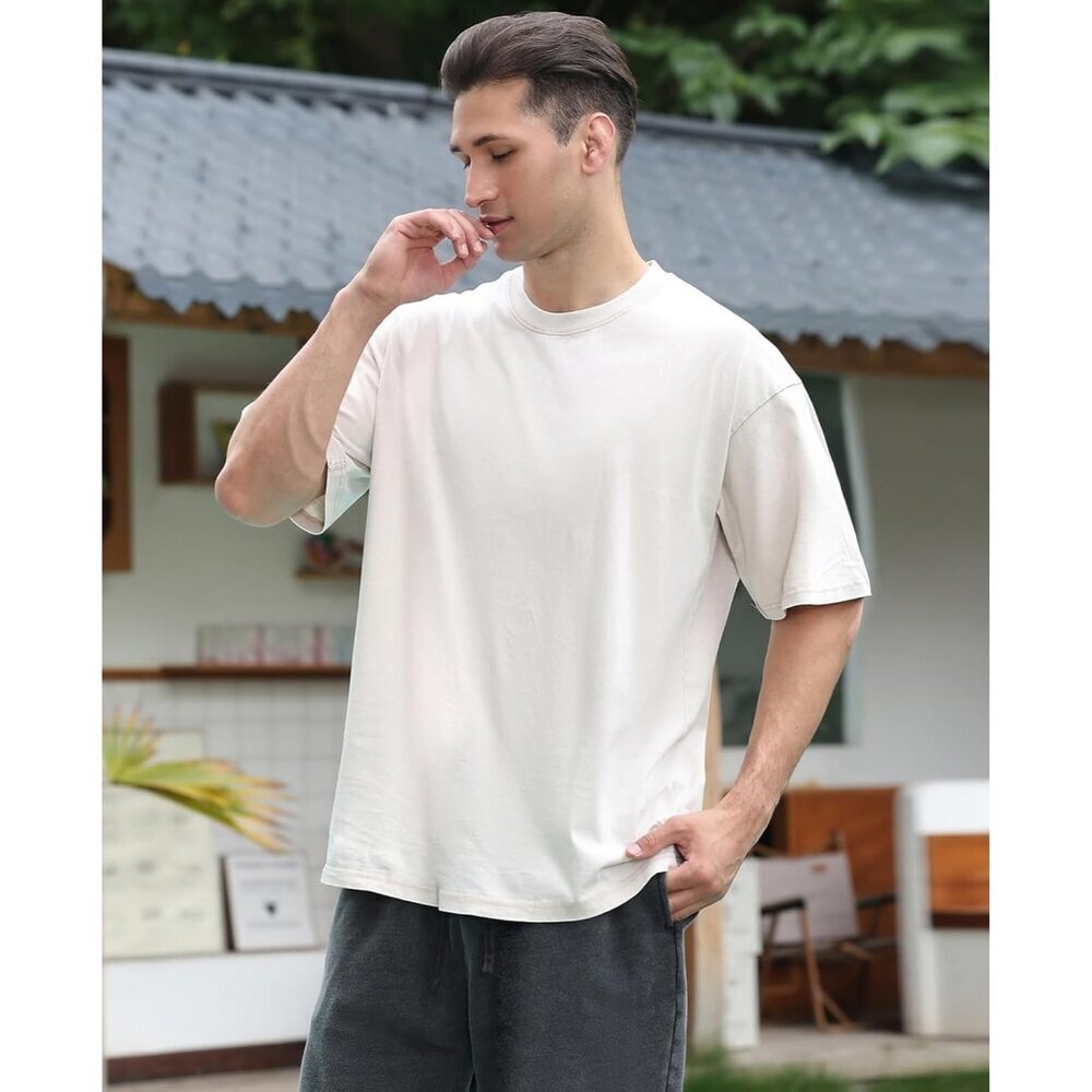 Women’s Vintage Cotton Oversized T-Shirt Short Sleeve Baggy Streetwear Casual - Picture 7 of 8
